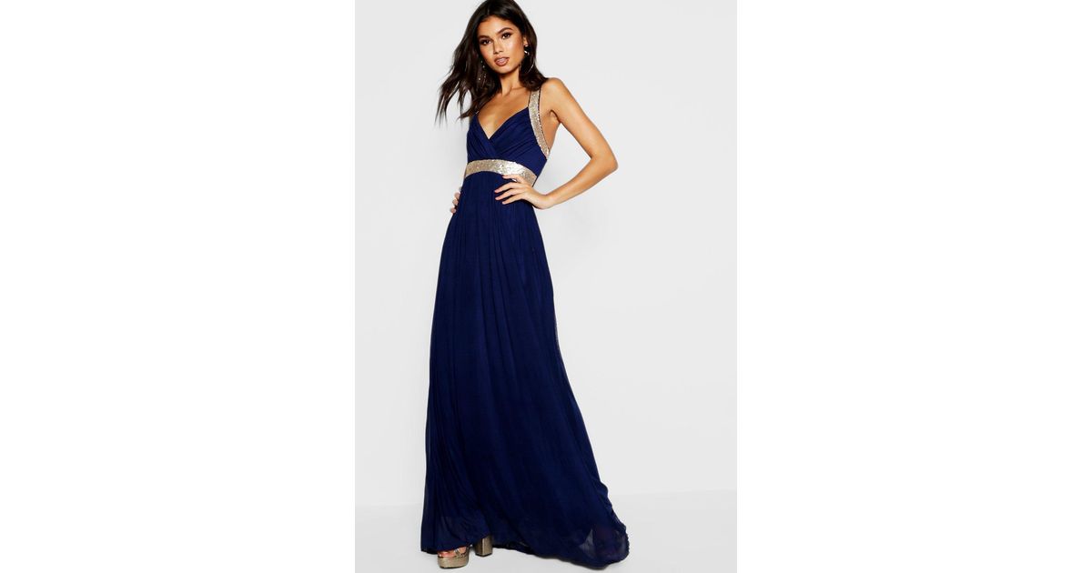 boutique sequin panel mesh maxi dress