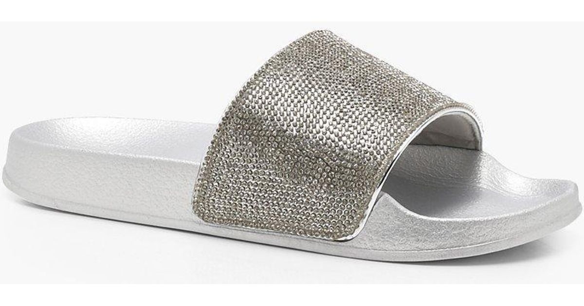 wide fit diamante sliders