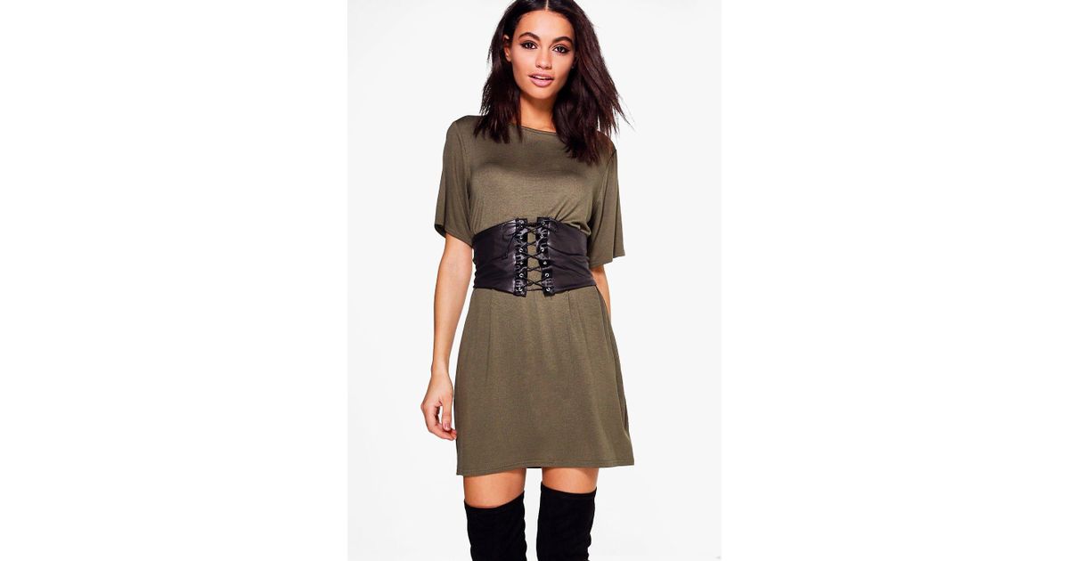 corset belt t shirt dress