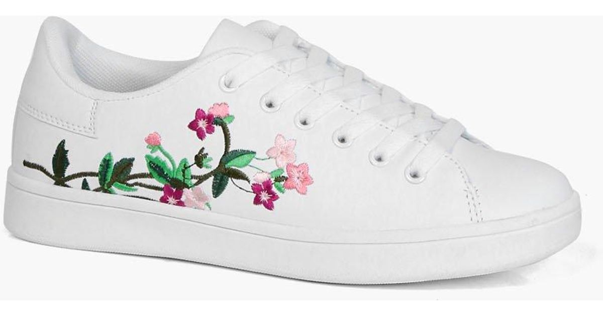 floral embroidered trainers