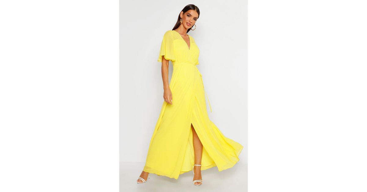 chiffon angel sleeve maxi dress