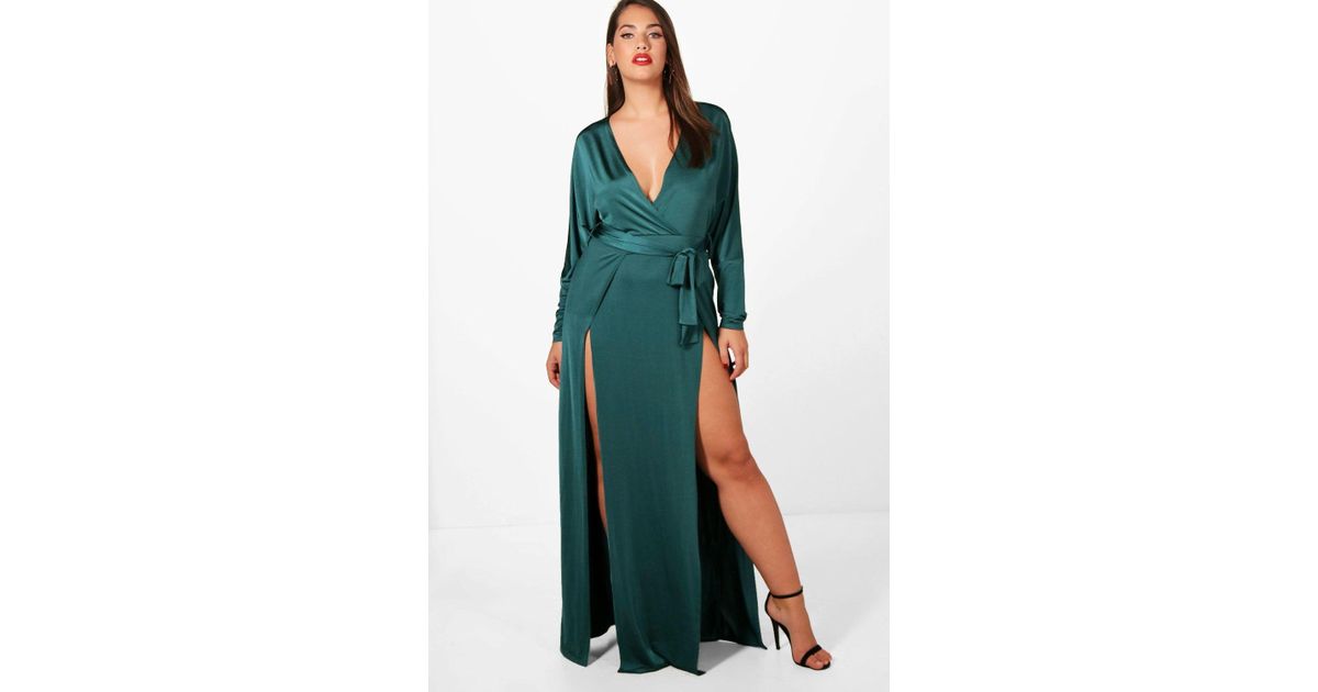 plunge split maxi dress