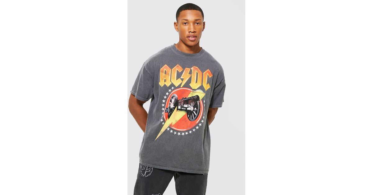 Boohoo Oversized Acid Wash Acdc T-shirt 