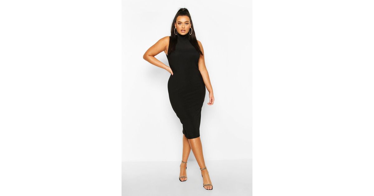 boohoo high neck midi dress