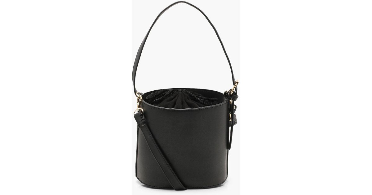 Boohoo Drawstring Cylinder Bucket Bag 