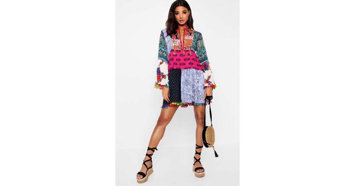 Boohoo Synthetic Patchwork Print Tassel 