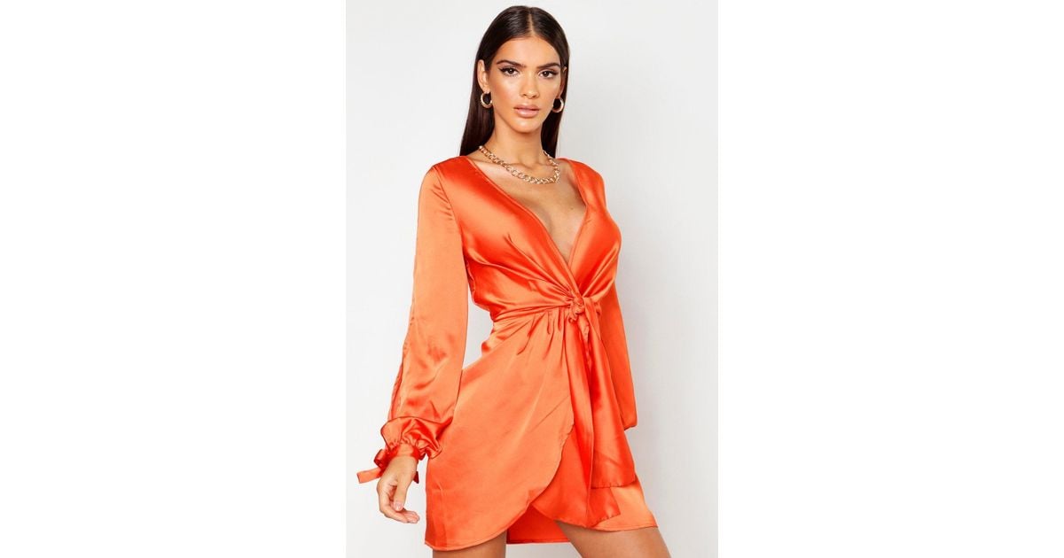 orange split dress
