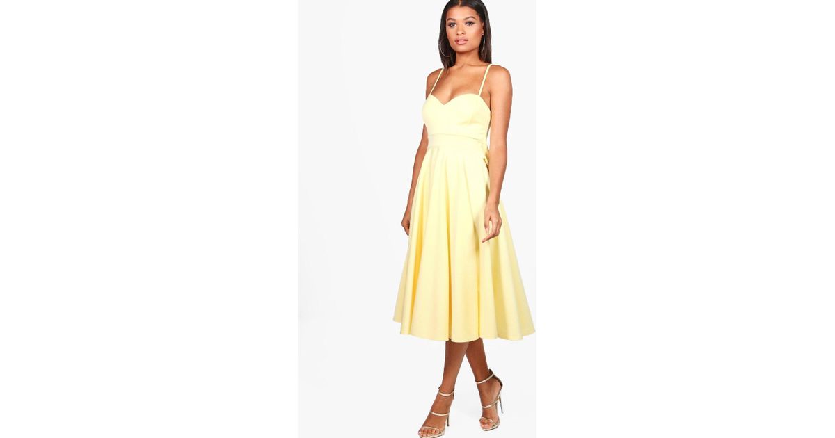 yellow midi skater dress