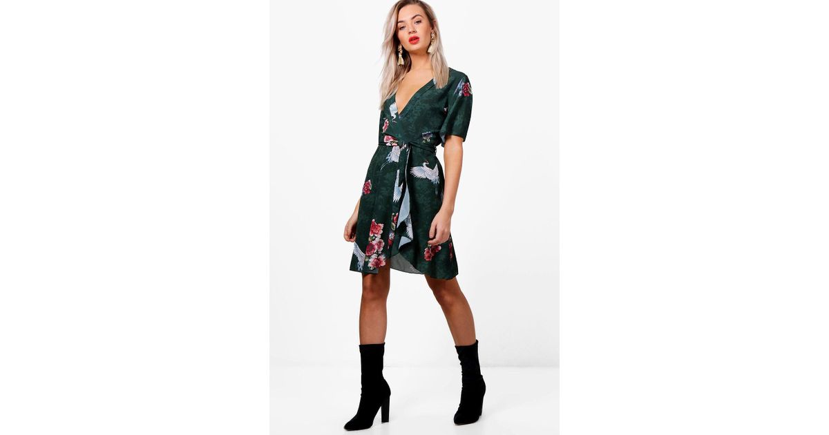 boohoo ruffle tea dress