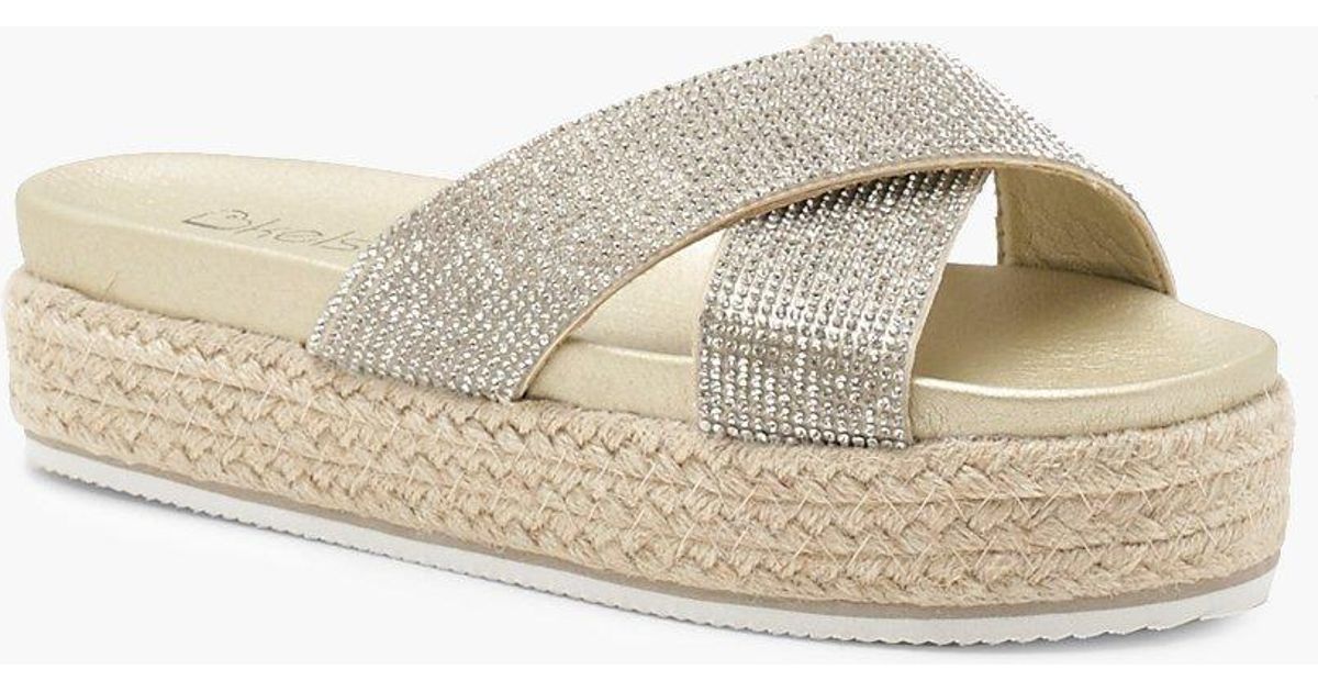 diamante espadrille flatforms