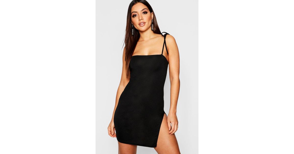 boohoo black tie dress