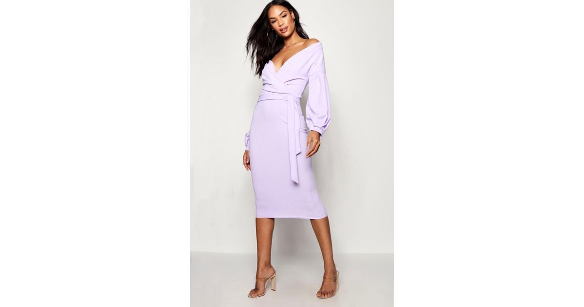 lilac midi bodycon dress