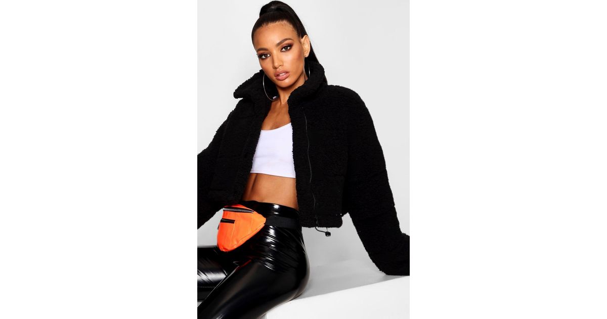 crop fleece oversized puffer jacket