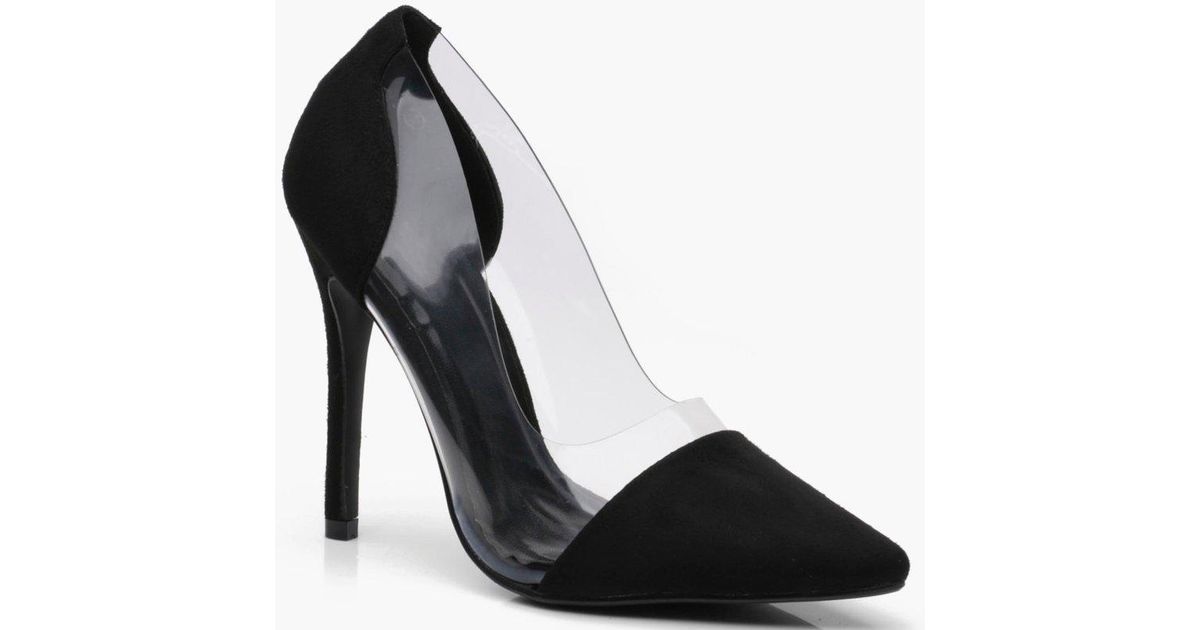 Boohoo Alice Clear Panel Court Shoes in 