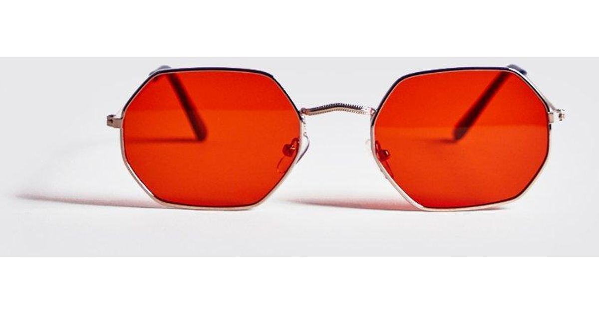 orange hexagon sunglasses