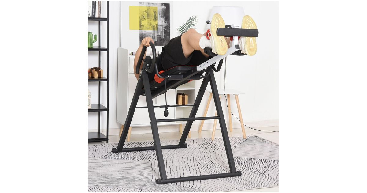 BoohooMAN Homcom Homcom Adjustable Gravity Inversion Table With Safety ...