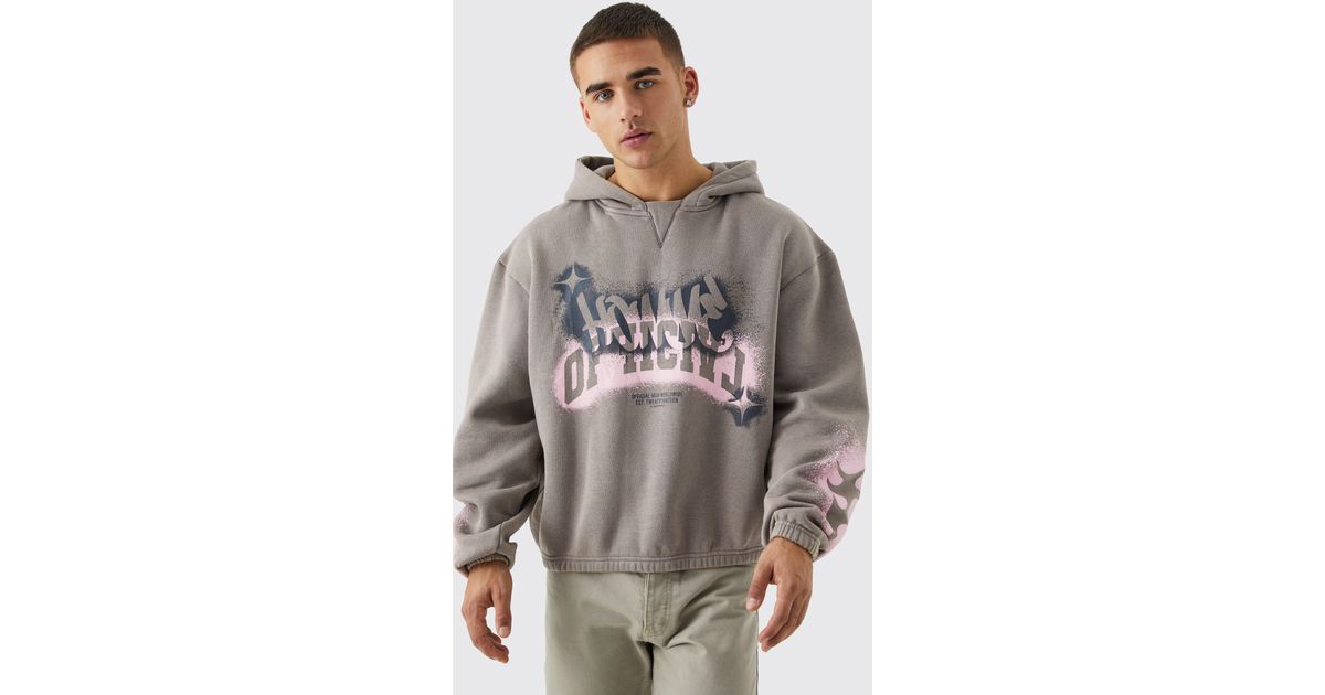 Grey discount hoodie boohooman