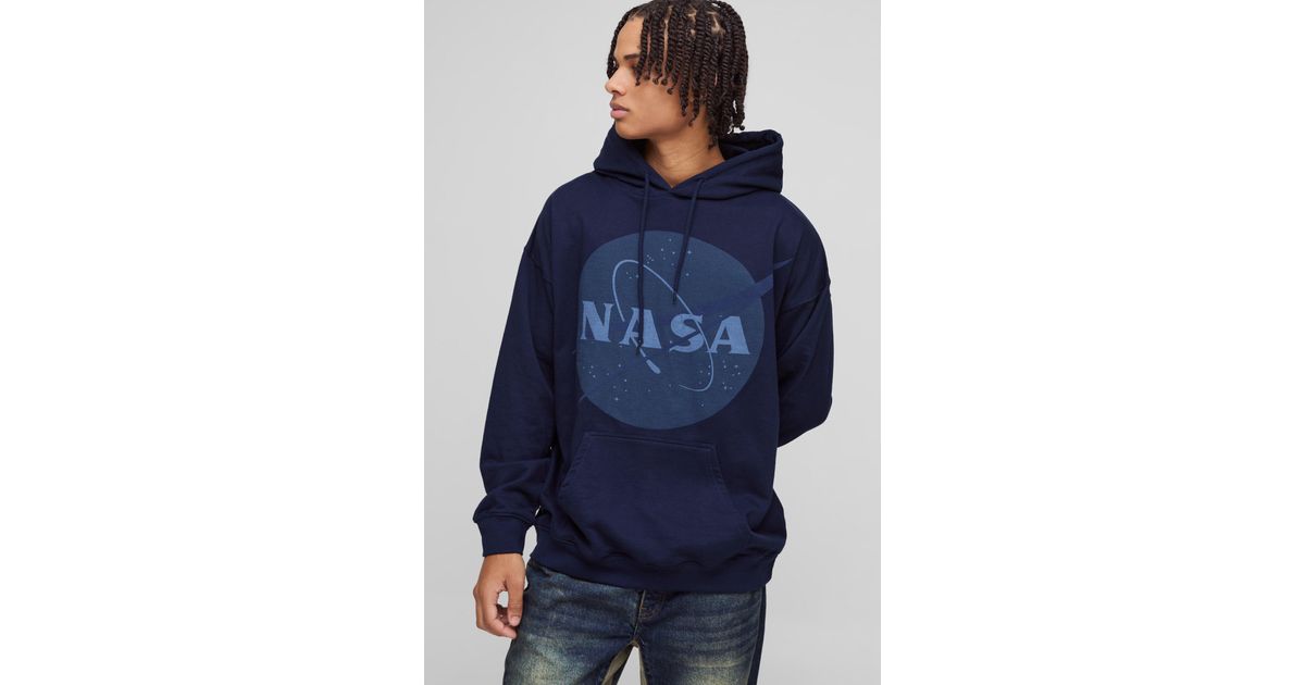 BoohooMAN Oversized Nasa License Print Hoodie in Blue for Men Lyst