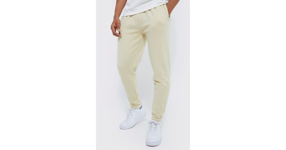 Boohoo Basic Core Fit Jogger in Natural | Lyst