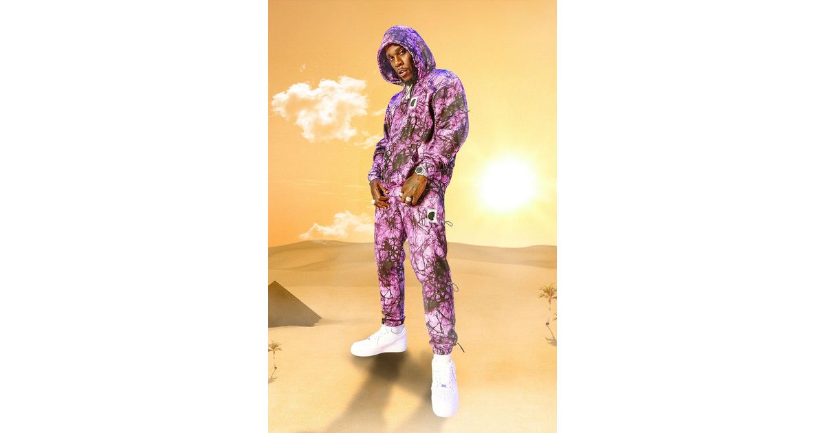 BoohooMAN Burna Boy Oversized Toggle Detail Tracksuit in Purple for Men - Lyst