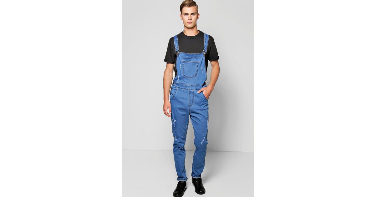 slim fit denim dungarees