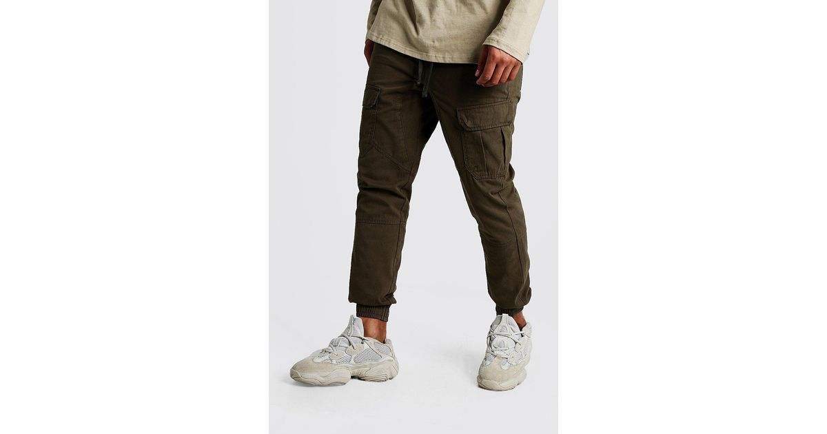 khaki cuffed cargo trousers