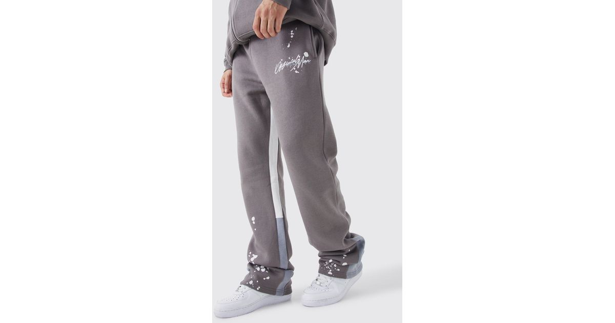 BoohooMAN Tall Slim Stacked Flare Gusset Jogger in Gray for Men | Lyst