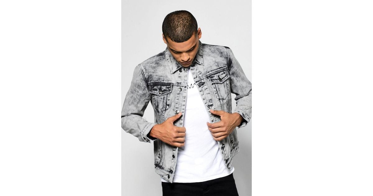 grey distressed denim jacket