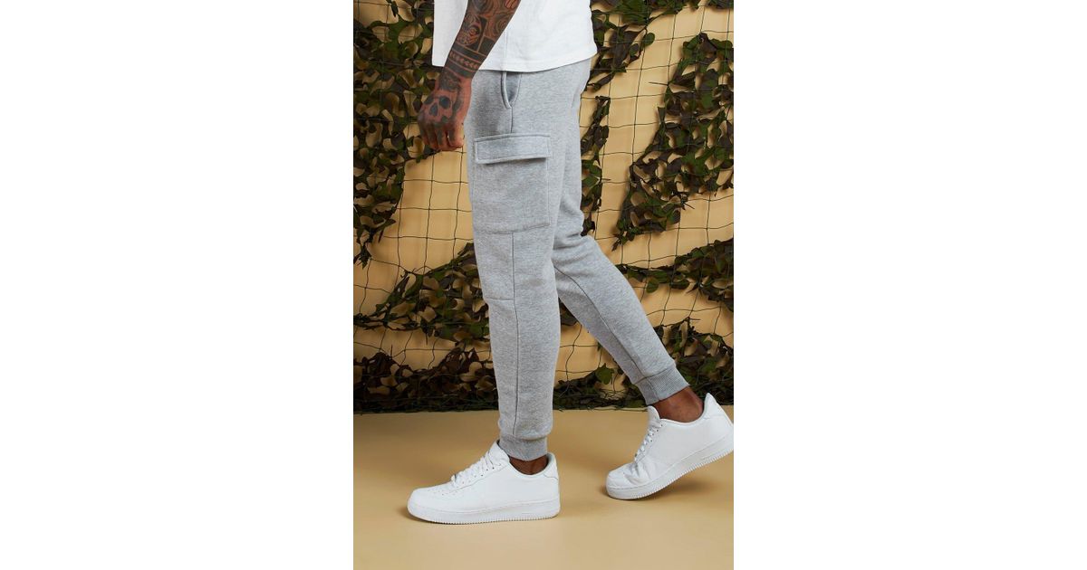 skinny fit panelled cargo joggers