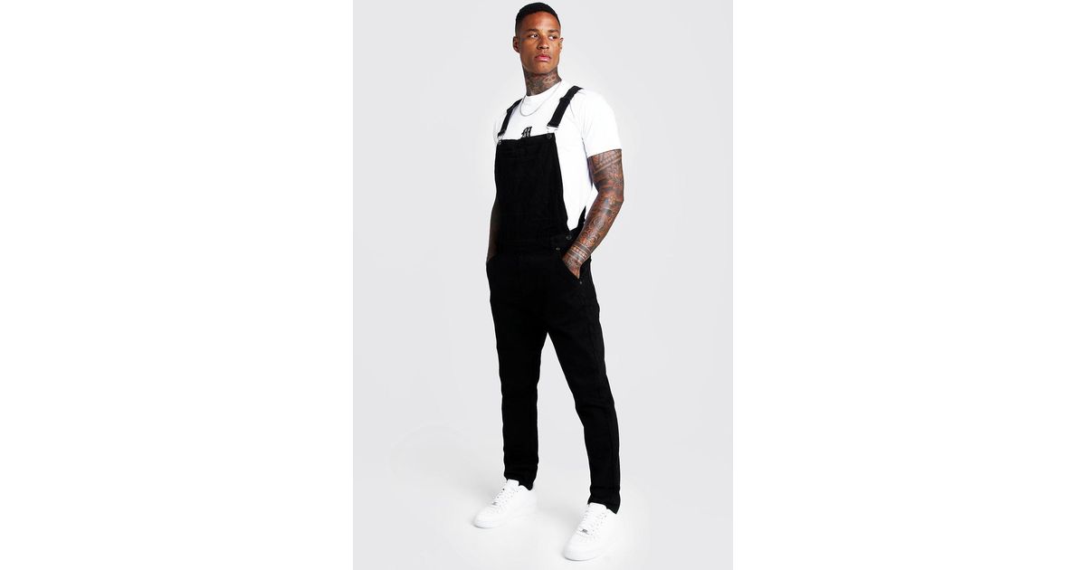 BoohooMAN Slim Fit Denim Overalls in 