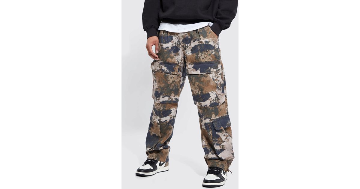 BoohooMAN Fixed Waist Straight Camo 4 Pocket Cargo for Men Lyst