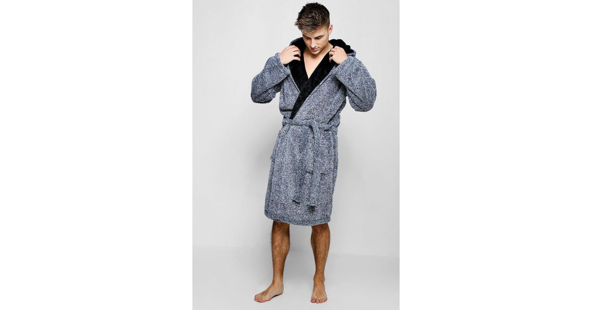 mens grey fleece dressing gown