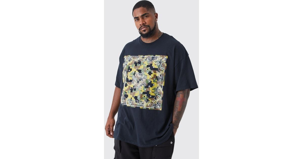 boohooMAN Plus Size Pixilated Heart Graphic T-Shirt