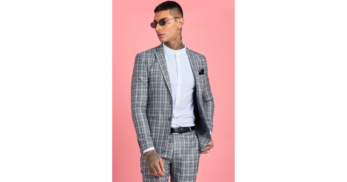 skinny fit check suit