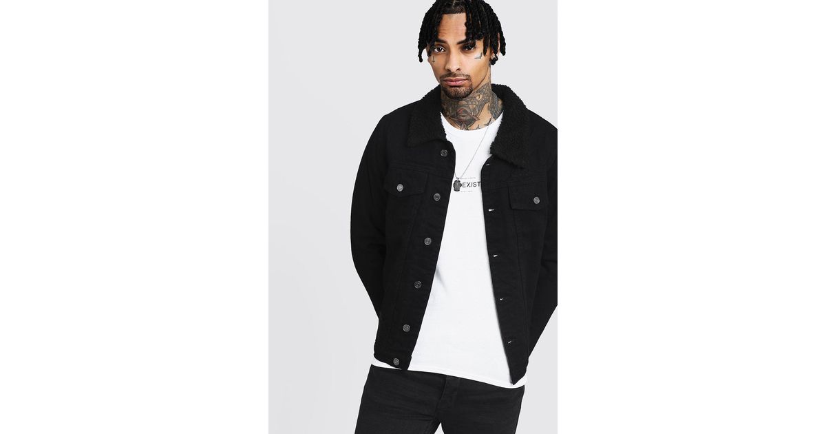 fully borg lined denim jacket mens