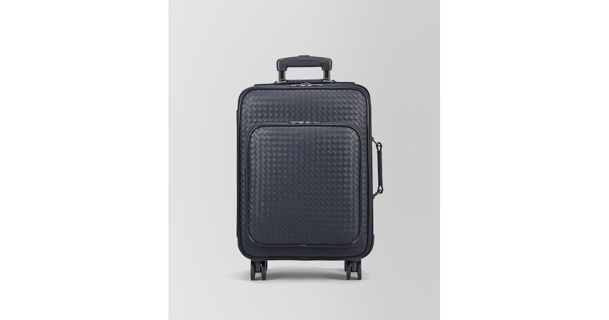 NWT! BOTTEGA VENETA Blue Leather Carry-on Bag Suitcase Trolley Luggage  Woman Man