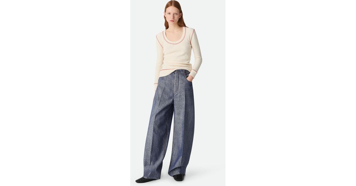 BOTTEGA VENETA★Denim jacquard wide leg pants Bottega Veneta® Women's Denim Jacquard Wide Leg Trousers in