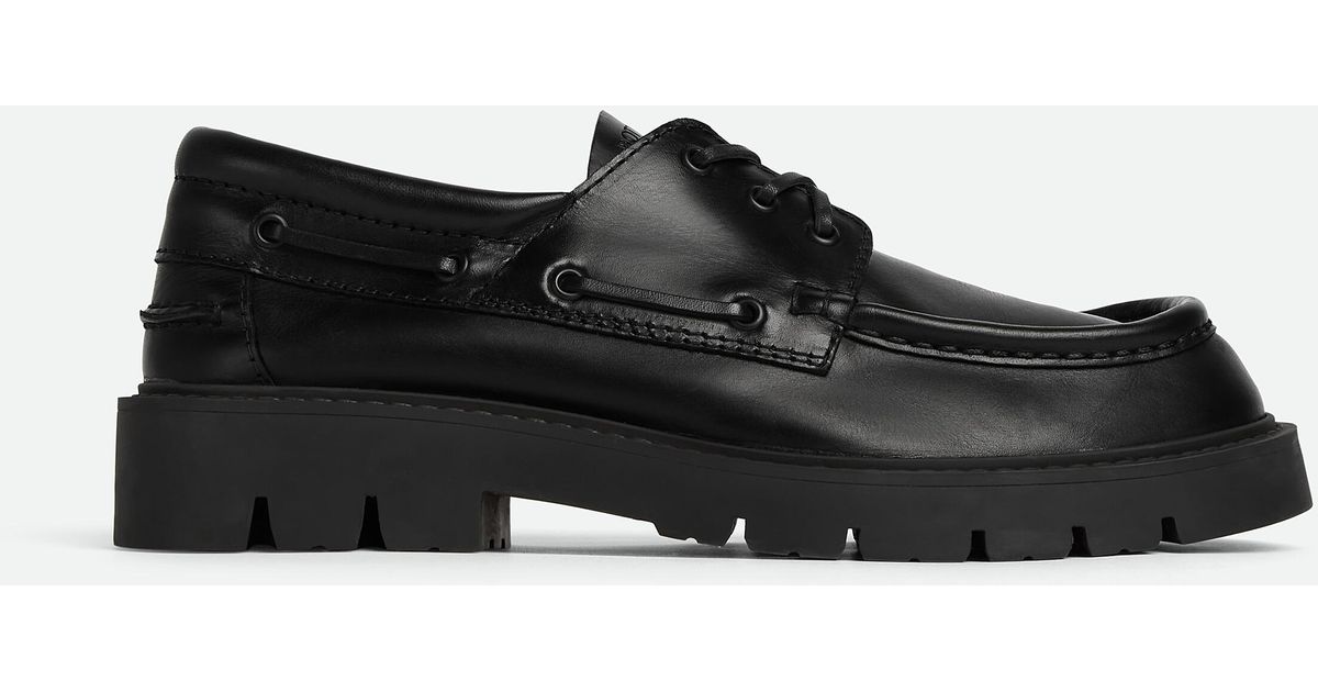 Bottega Veneta Haddock Boat Shoe in Black for Men | Lyst