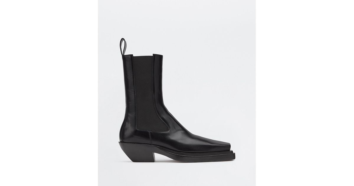 Bottega Veneta Leather Lean Boots in Black for Men - Lyst