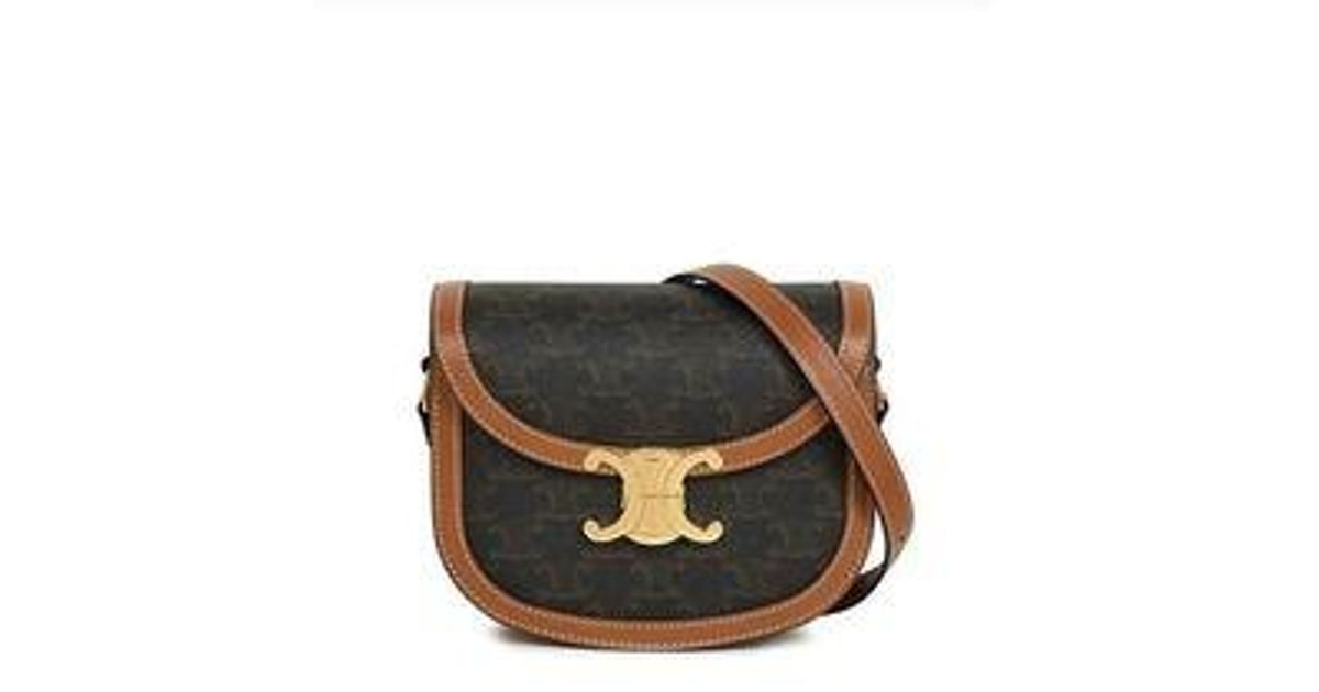 Celine Crossbody Front Logo Triomphe Bag in Black Lyst