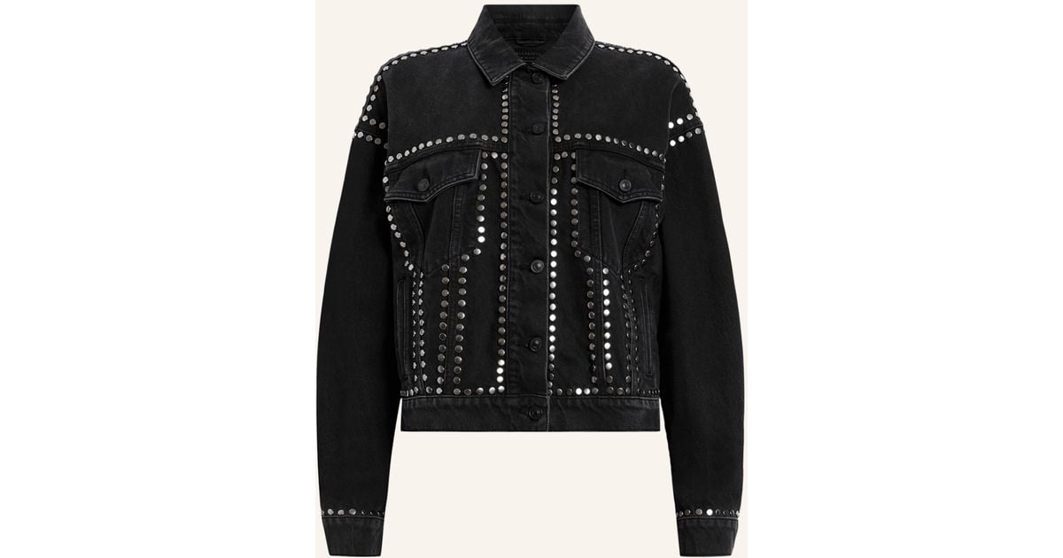 AllSaints Jeansjacke BELLA STUD mit Nieten in Schwarz Lyst DE