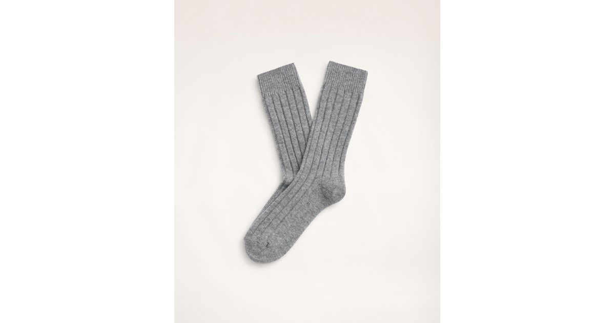 Brooks Brothers Cashmere Blend Ribbed Socks in Gray Lyst