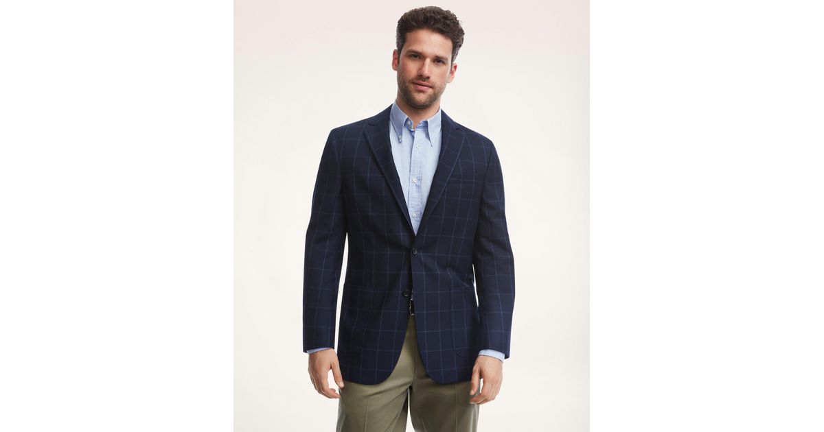 Brooks Brothers Wool Madison Relaxed-fit Windowpane Hopsack Sport Coat ...