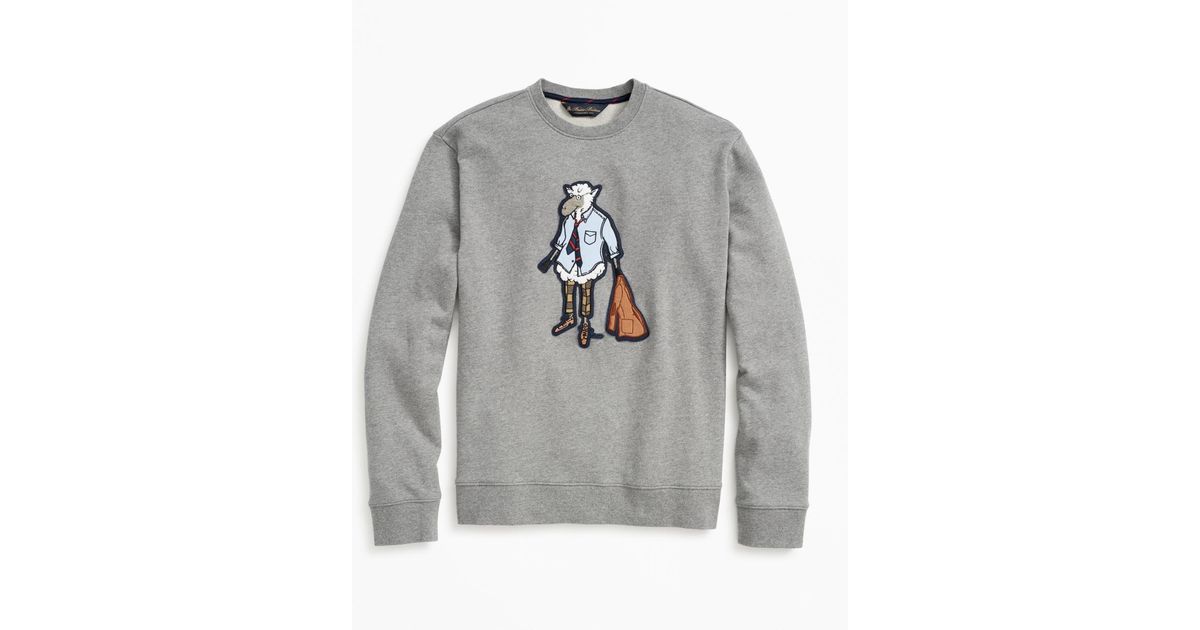 Brooks Brothers Cotton Henry The Sheep Graphic Sweatshirt in Grey (Gray 
