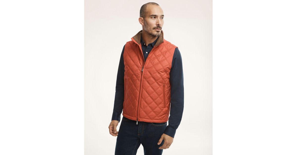 Brooks Brothers Paddock Diamond Quilted Vest in Red for Men | Lyst