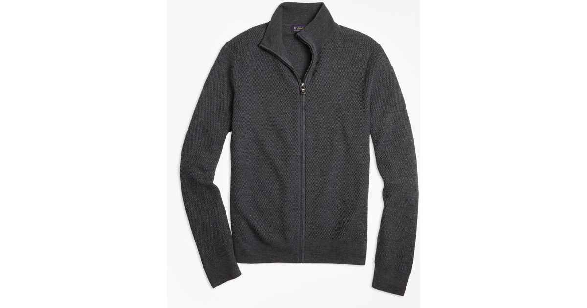 merino wool full zip sweater