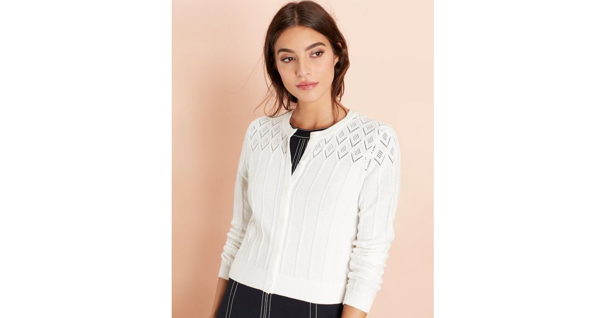 pointelle cropped cardigan