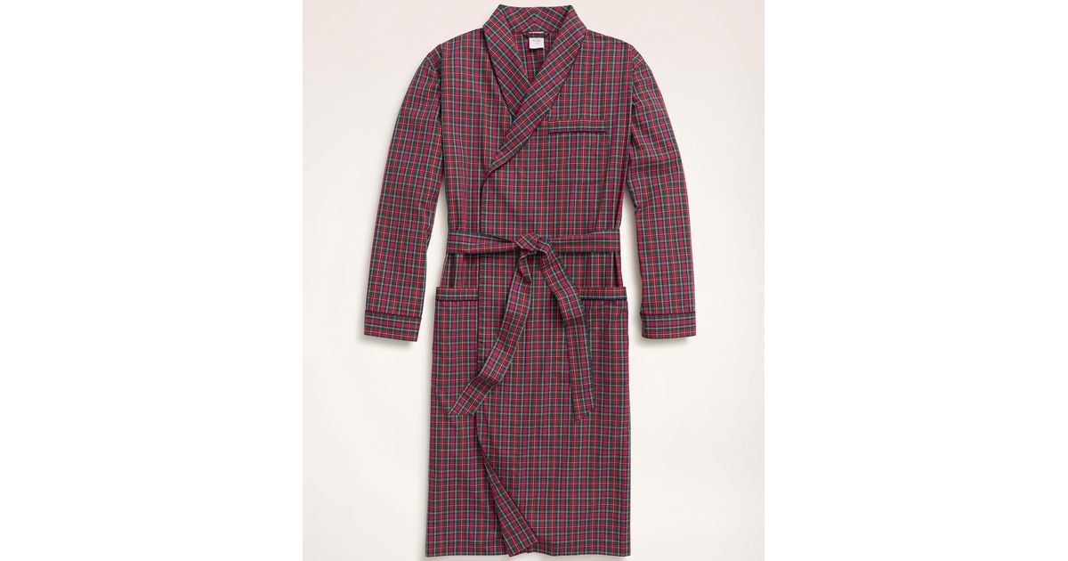 Brooks Brothers Cotton Broadcloth Tartan Robe in Purple for Men Lyst