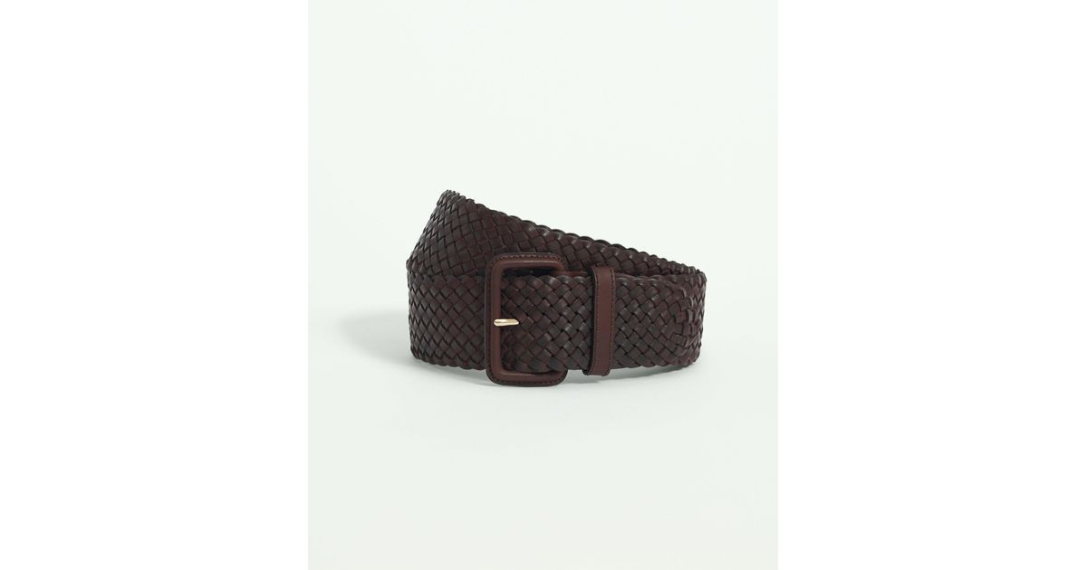 Brooks Brothers Classic Woven Leather Belt in Brown Lyst