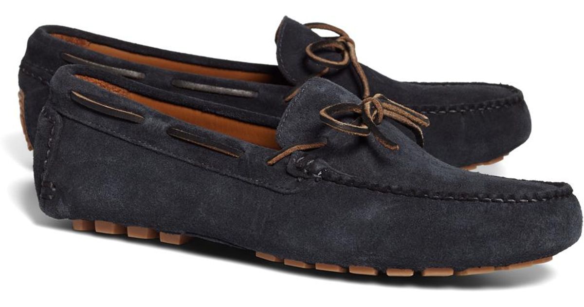 Brooks Brothers Suede Tie Driving Moccasins in Navy (Blue) for Men ...